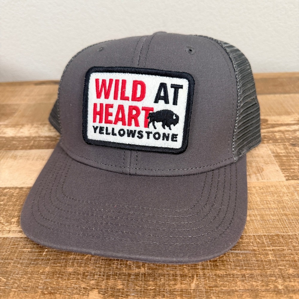 Legacy Yellowstone Mesh Trucker Patch Hat Wild At Heart Bison Mens OS Dark Grey‎